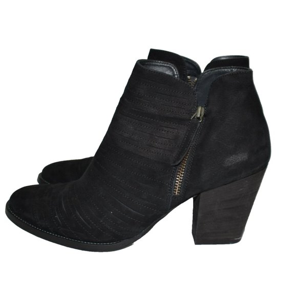 $500 PAUL GREEN Malibu Sliced Zip Bootie CLASSIC BLOCK NUBUCK BLACK 7.5 (TPO7) - Picture 6 of 9